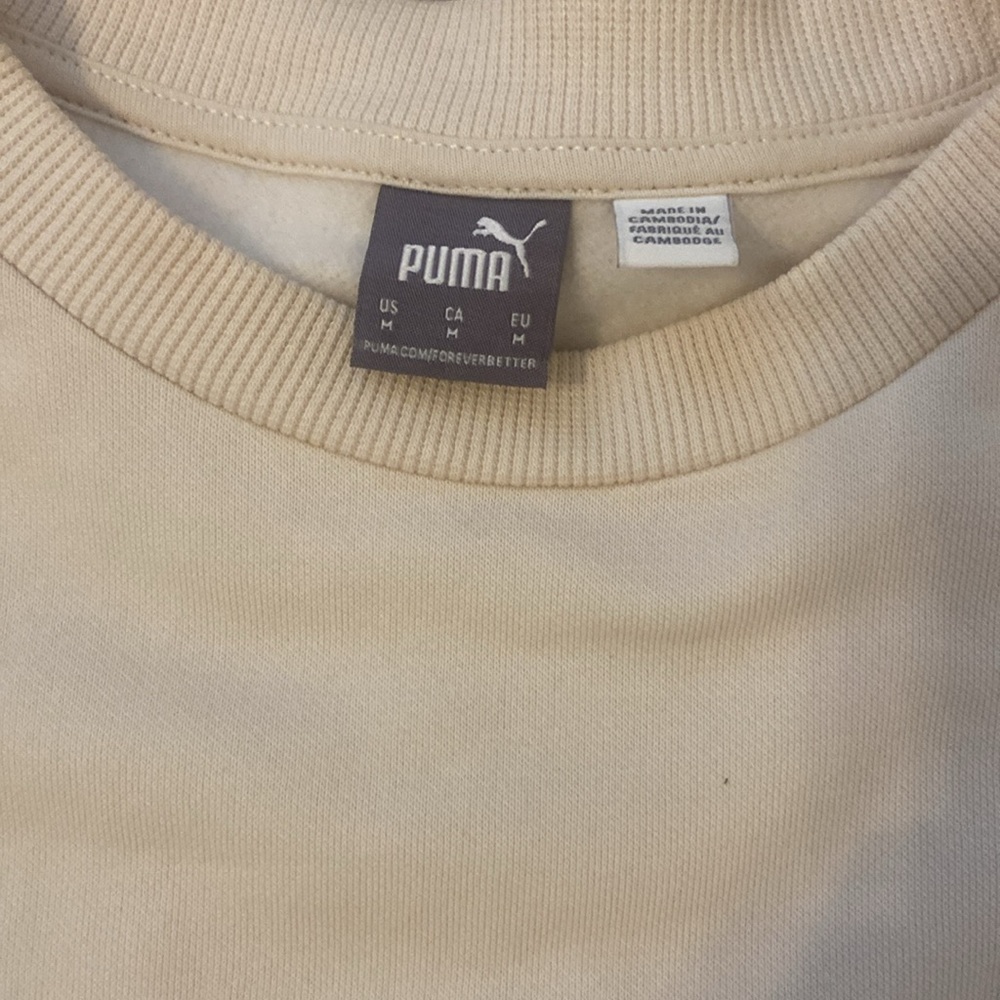 Puma Women’s Beige Pullover Crewneck Sweatshirt Fleece Top - Picture 2 of 6